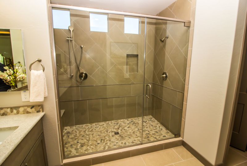 Corner Shower with Glass Panels